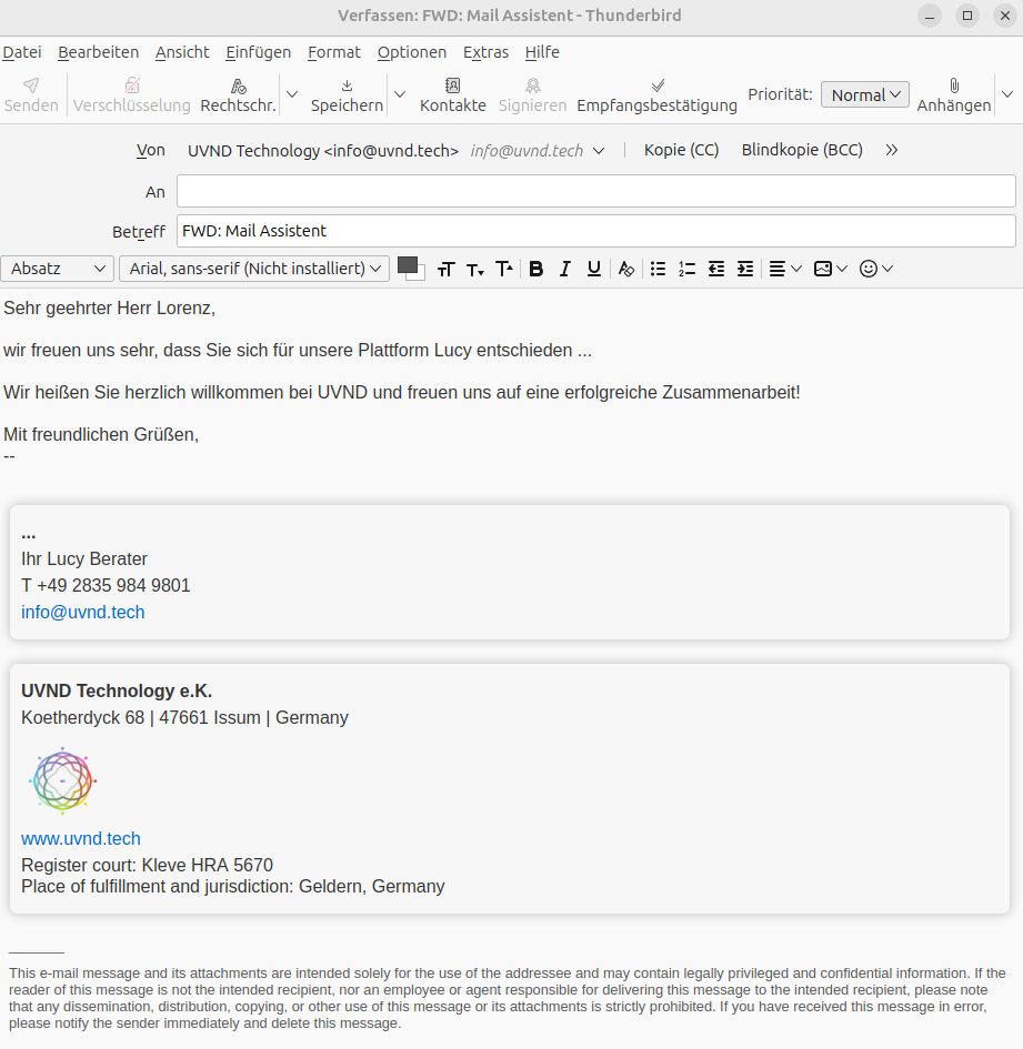 Nachricht ans Mailprogramm
